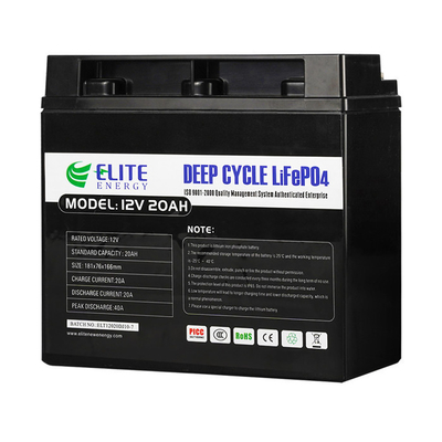 エリートLFP 12v 20Ahのリチウム イオン電池、深い周期LiFePO4李イオン電池